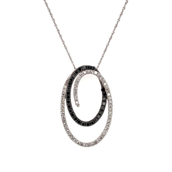 Black and White Diamond Double Oval Design Pendant