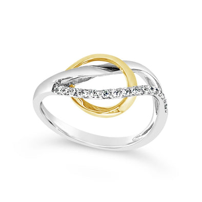Two-Tone Gold and Diamond Swirl Style Ring