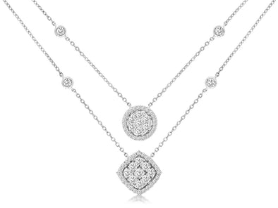 Double Diamond Dangle Necklace