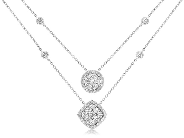 Double Diamond Dangle Necklace