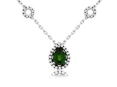 Chrome Diopside and Diamond Necklace