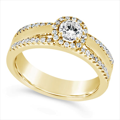 Yellow Halo Diamond Engagement Ring