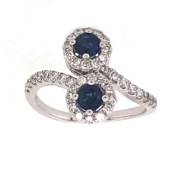 Sapphire and Diamond Bypass Design Ring