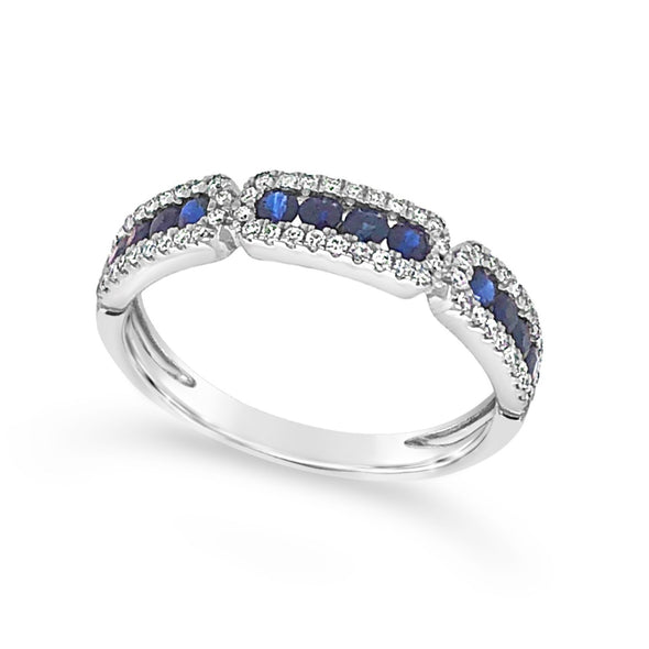 Sapphire and Diamond Ring with Tapered Design