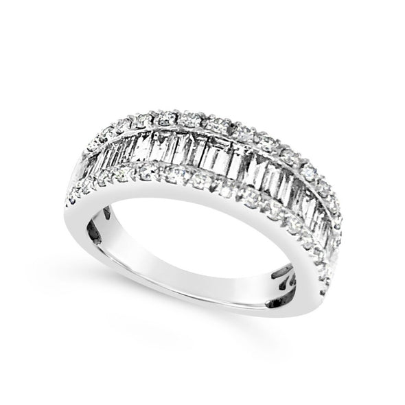 Baguette Diamond Ring with Round Diamond Edges - 1.50 carat t.w.