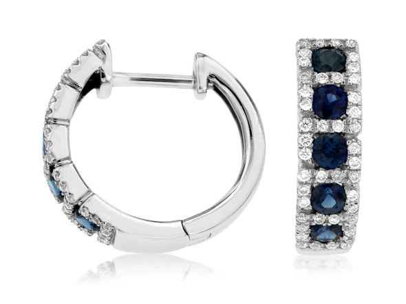 Sapphire and Diamond Hoop Earrings