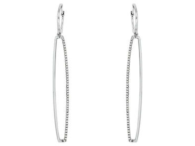 Elongated Diamond Crossover Dangle Earrings