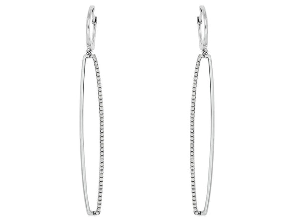Elongated Diamond Crossover Dangle Earrings