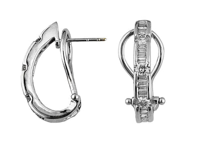 Baguette and Round Diamond Hoop Earrings