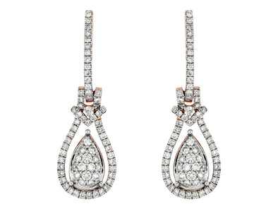 Rose Gold and Diamond Pear Shaped Dangle Earrings