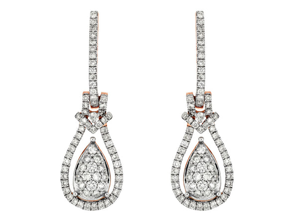 Rose Gold and Diamond Pear Shaped Dangle Earrings