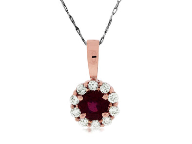 Round Ruby and Diamond Pendant