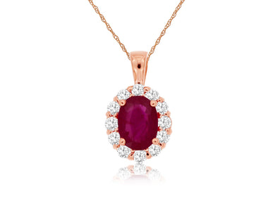 Oval Ruby and Diamond Pendant