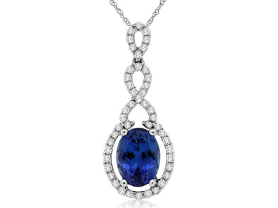 Oval Tanzanite and Diamond Open Halo Pendant