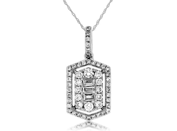 Baguette and Round Diamond Pendant