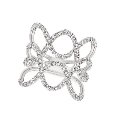 Wide Diamond Open Swirl Design Ring