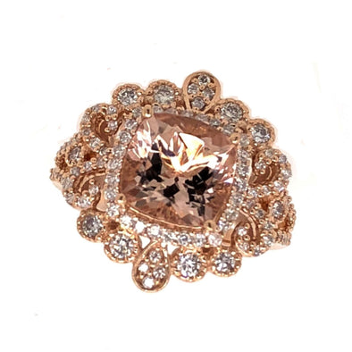 Vintage Style Morganite and Diamond Ring