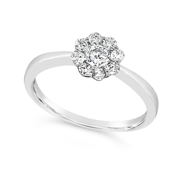 Flower Design Diamond Cluster Solitaire Ring