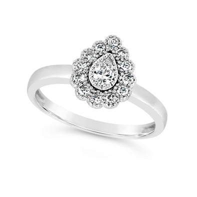Pear Shaped Diamond Halo Engagement Ring