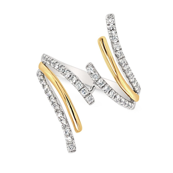 Contemporary Diamond Three Row Flared Design Ring
