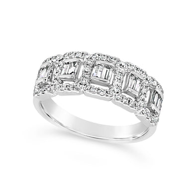 Baguette and Round Diamond Halo Band - .57 carat t.w.
