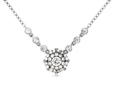 Diamond Halo Cluster Necklace
