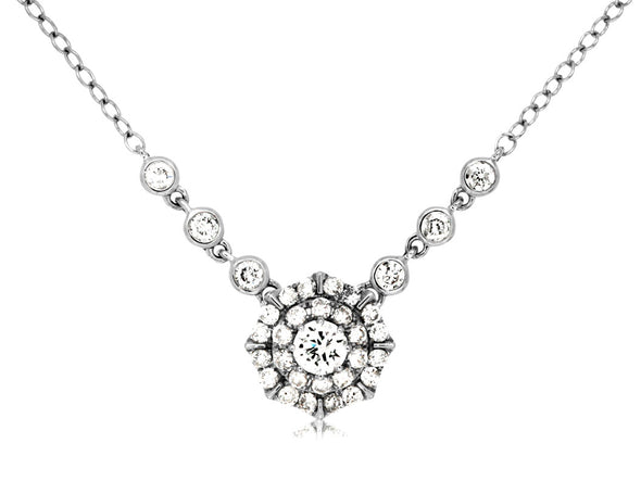 Diamond Halo Cluster Necklace
