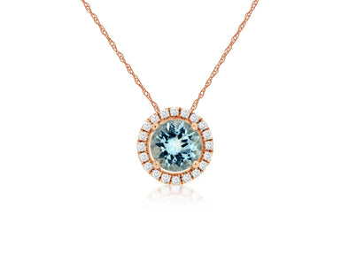 Rose Gold Aquamarine and Diamond Pendant
