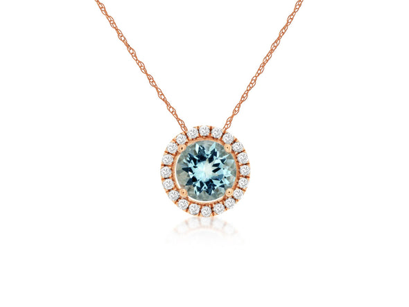 Rose Gold Aquamarine and Diamond Pendant