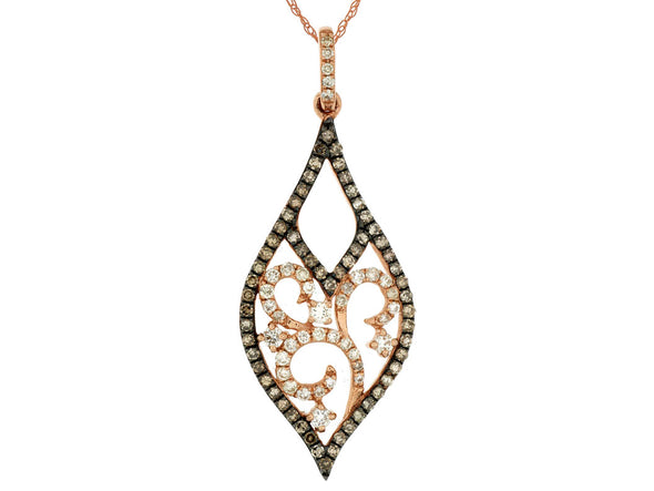 Cognac and White Diamond Drop Pendant