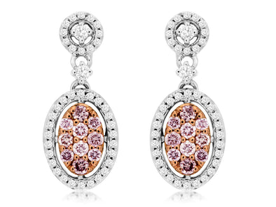 Pink and White Diamond Drop Earrings