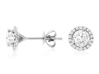 Round Diamond Halo Stud Earrings