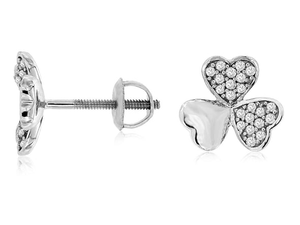 Diamond Accented Shamrock Design Earrings