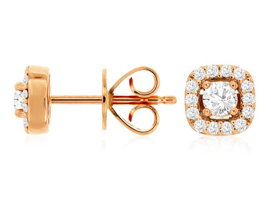 Round Diamond and Cushion Cut Halo Earrings