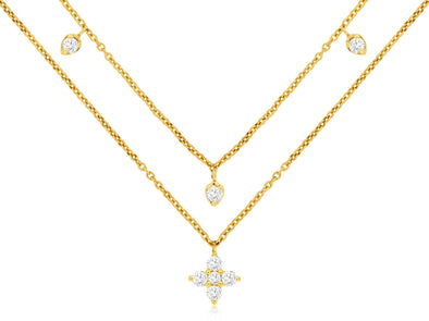 Double Strand Diamond Accented Necklace