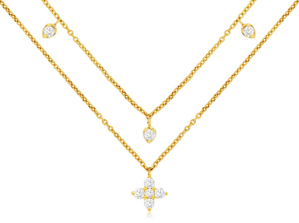 Double Strand Diamond Accented Necklace
