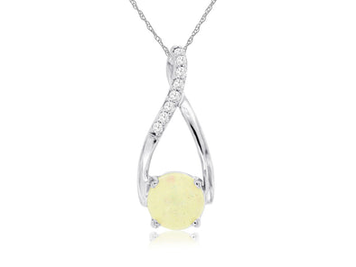 Opal and Open Diamond Halo Teardrop Pendant
