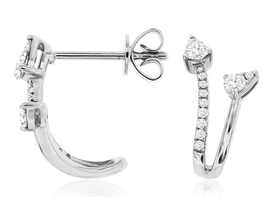 Diamond Split Design Huggie Earrings