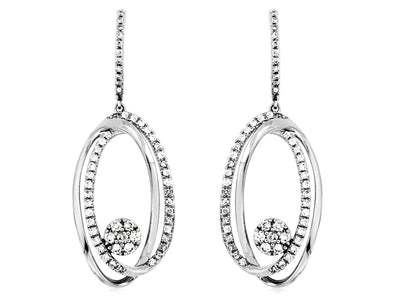 Interlocking Open Oval Diamond Dangle Earrings