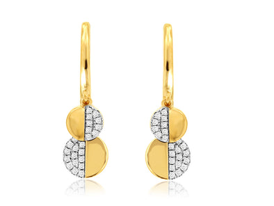 Double Circle with Diamond Detail Drop Earrings