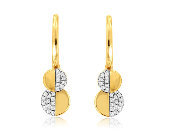 Double Circle with Diamond Detail Drop Earrings