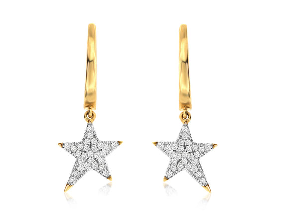 Diamond Star Design Dangle Earrings