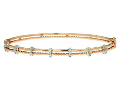 Rose Gold and Diamond Accented Bangle Bracelet