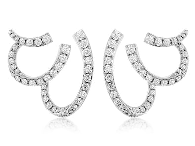 Triple Diamond Scalloped Design Earrings