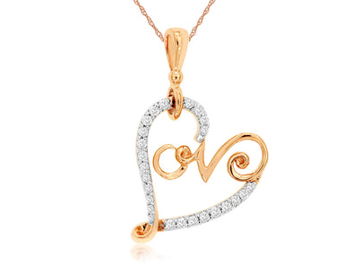 Open Diamond Love Heart Pendant