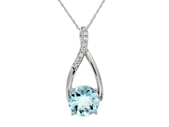 Aquamarine and Diamond Teardrop Pendant