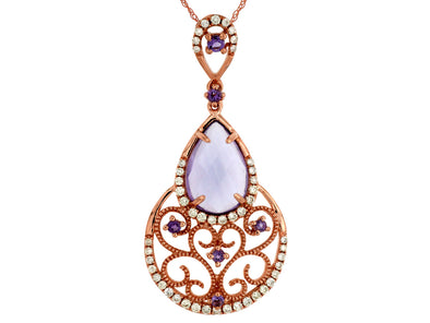 Vintage Style Amethyst and Diamond Teardrop Pendant