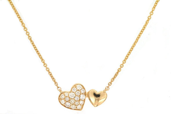 Double Heart Design Diamond Necklace