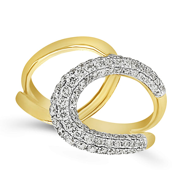 Diamond Accented Open Oval Crossover Ring