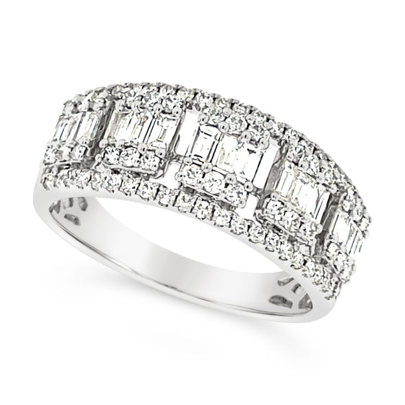 Baguette and Round Diamond Wedding Band - ,75 carat t.w.